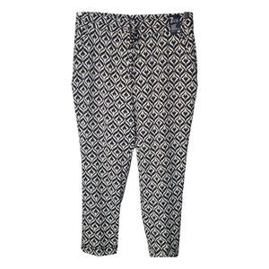 New York & Co 7th Ave Soft Pants Womens Medium Cuffed Ankle Black White Stretch